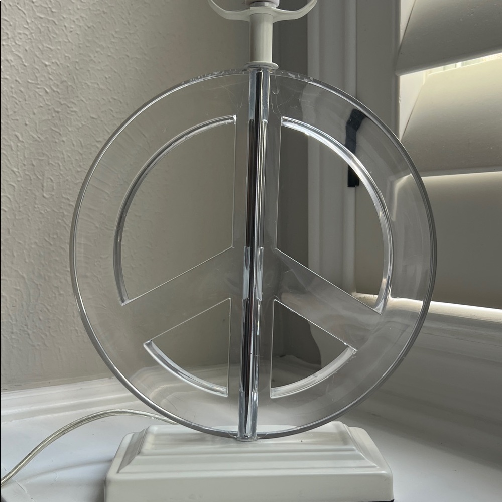 Pottery Barn Teen Clear and White Peace Lamp - Picture 3 of 3